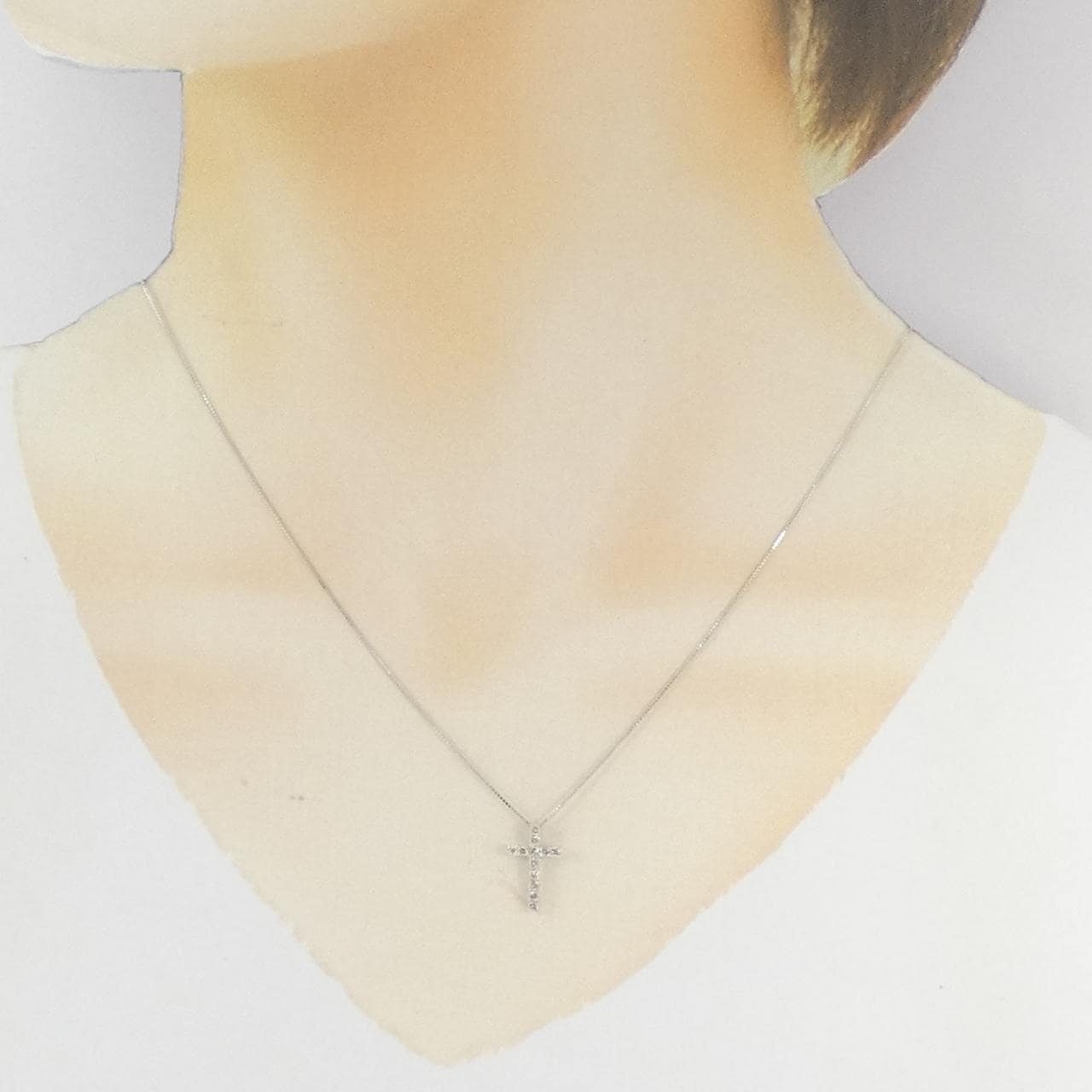 K14WG/K10WG クロス ダイヤモンド ネックレス 0.20CT