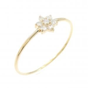 【リメイク】K18YG フラワー ダイヤモンド リング 0.10CT