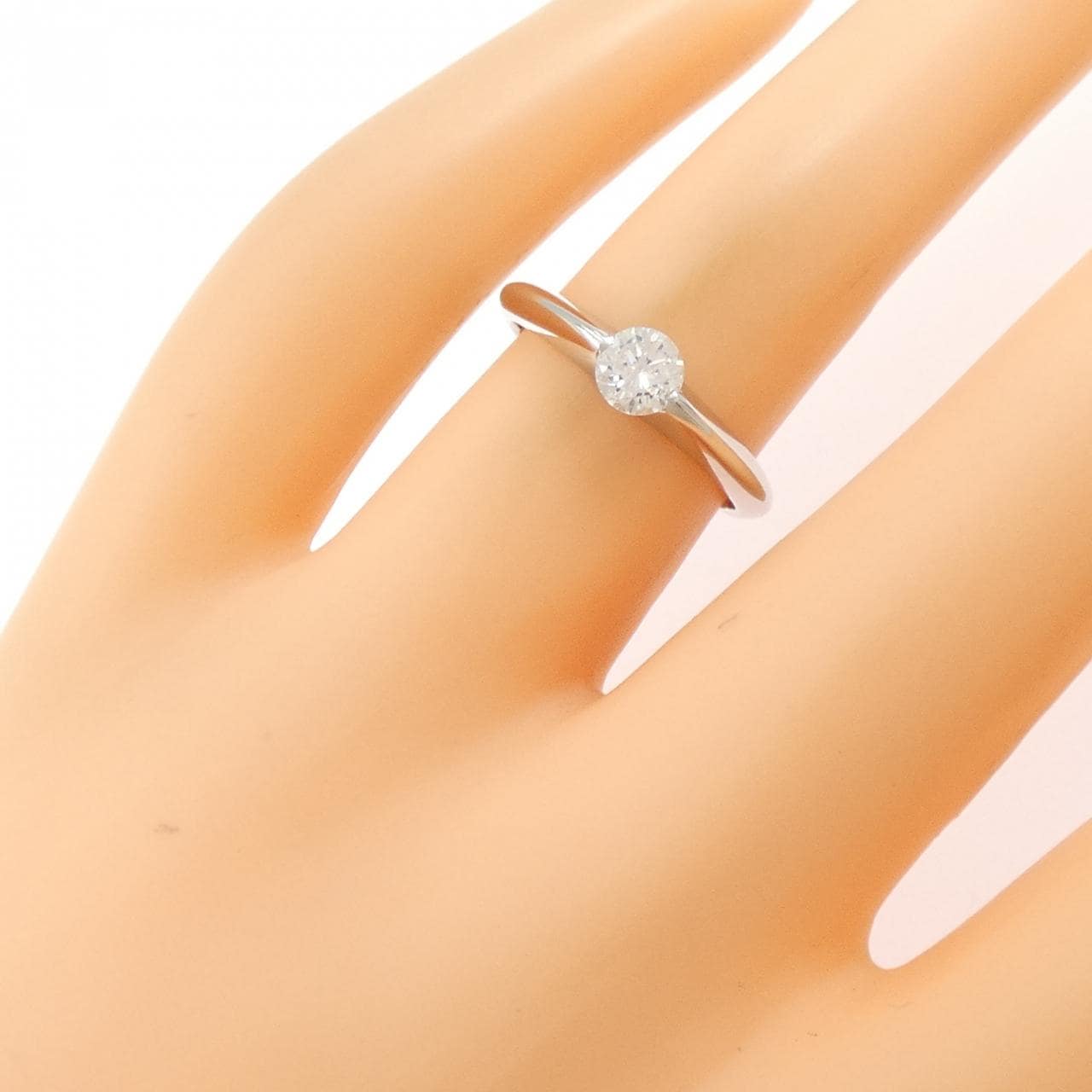 PT950 ソリティア ダイヤモンド リング 0.373CT