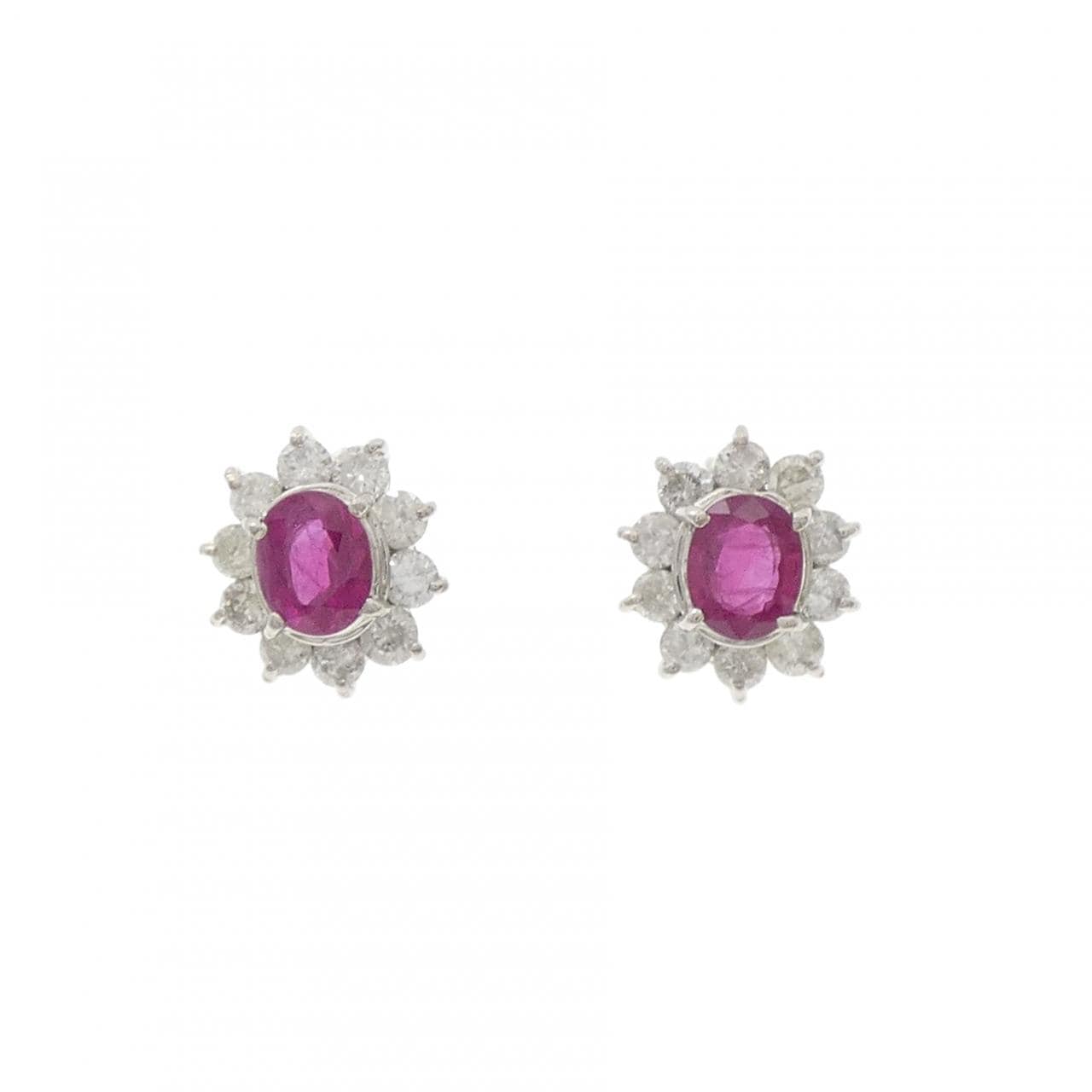 PT900 ルビー ピアス 0.80CT