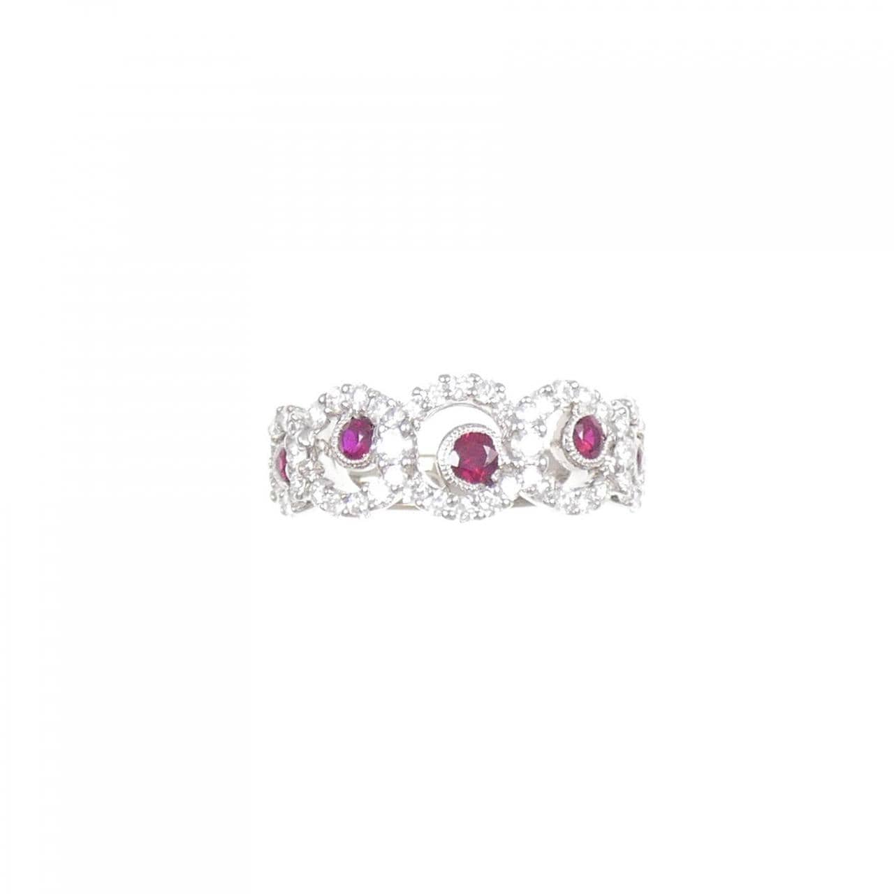 K18WG ルビー リング 0.35CT