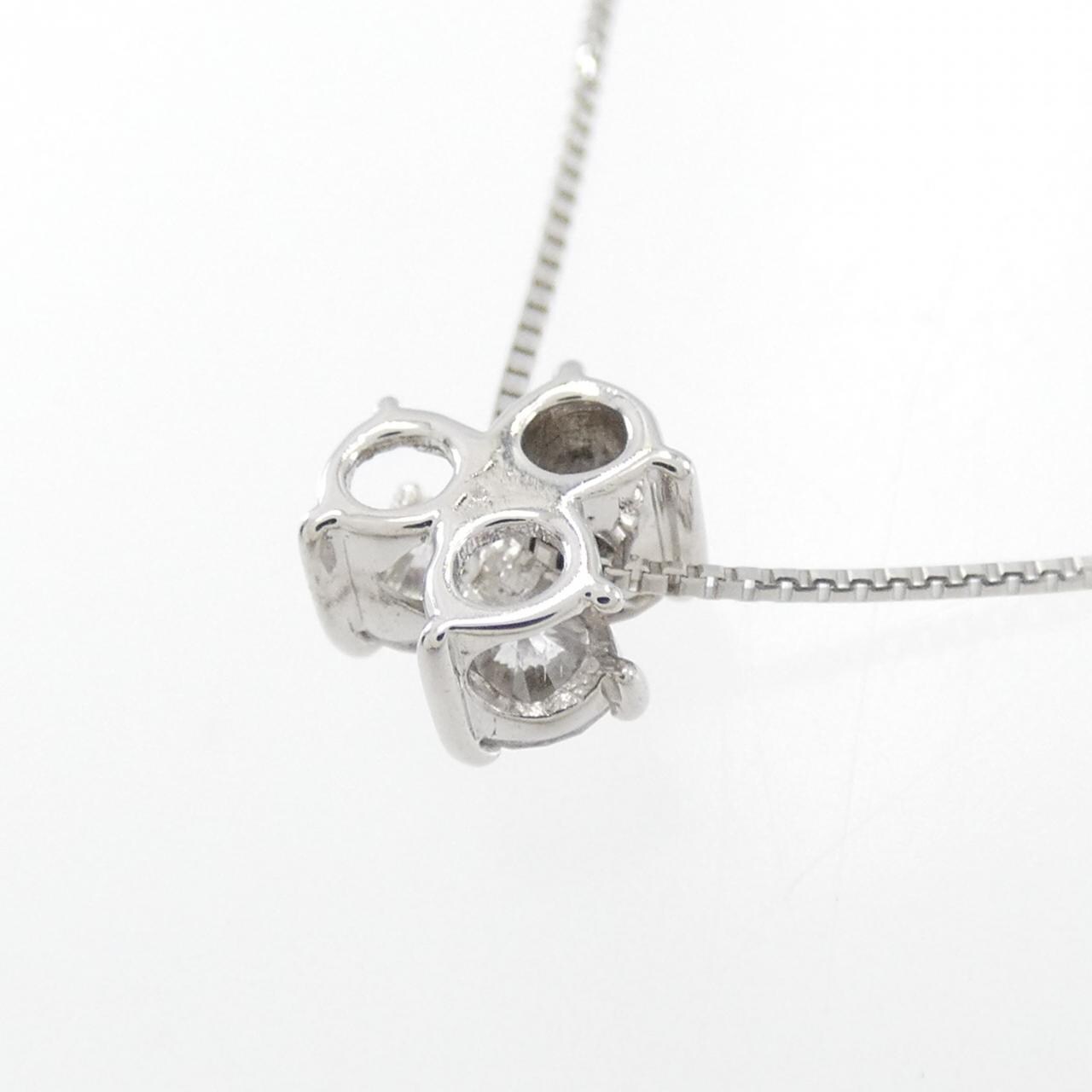 K18WG Three Stone Diamond Necklace 0.3CT