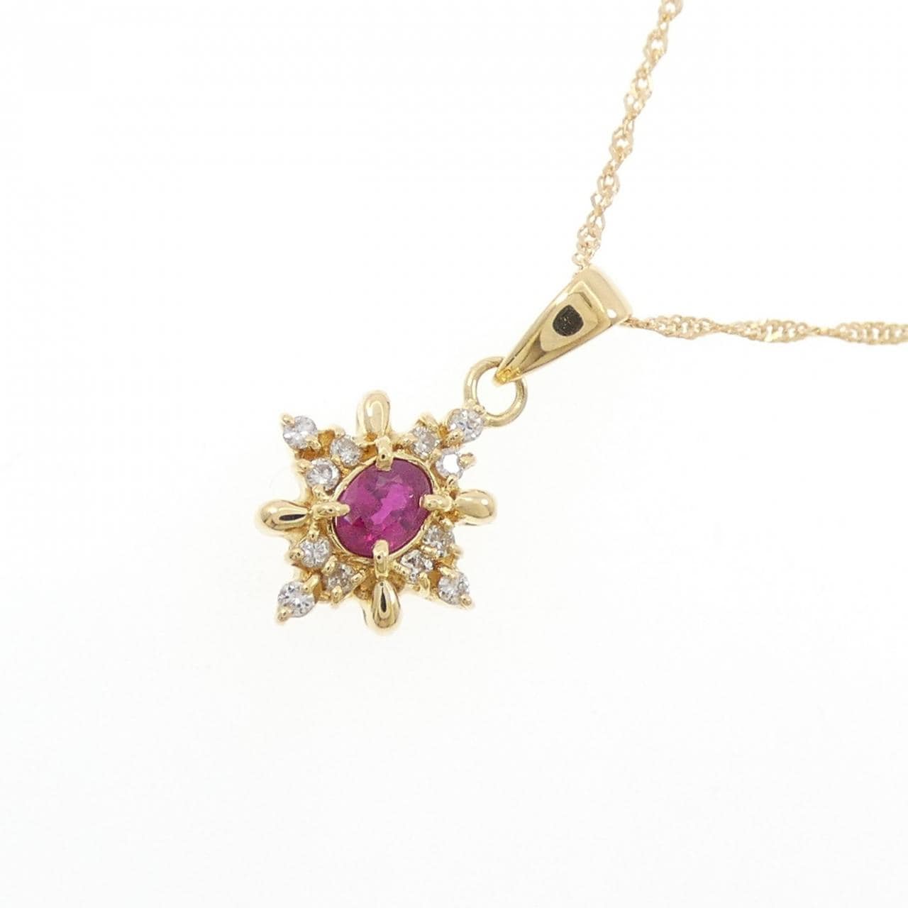 K18YG/750YG Ruby Necklace 0.2CT