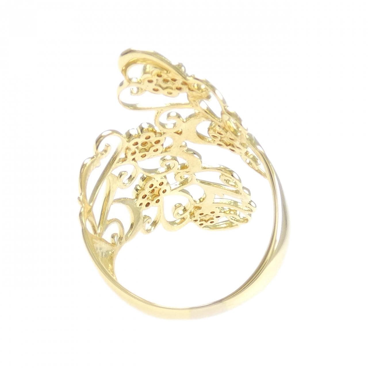 K18YG フラワー ダイヤモンド リング 0.30CT