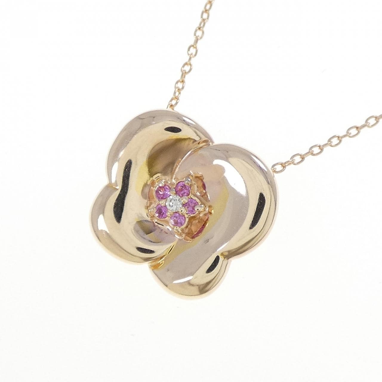 K10PG フラワー サファイヤ ネックレス