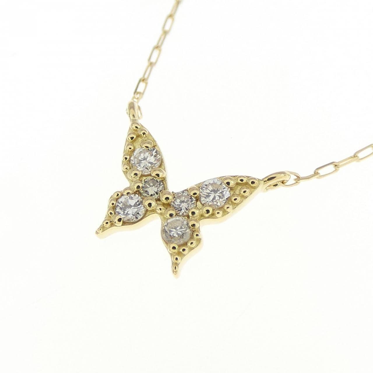 【新品】K18YG バタフライ ダイヤモンド ネックレス 0.05CT