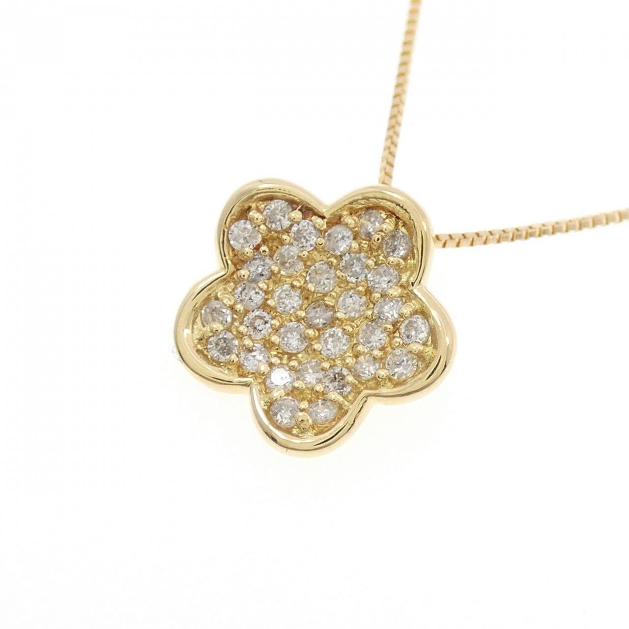 K18YG 花朵鑽石項鍊 0.20CT