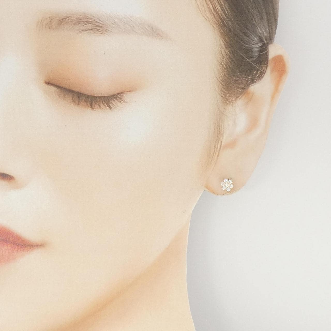 【リメイク】K18YG フラワー ダイヤモンド ピアス 0.30CT