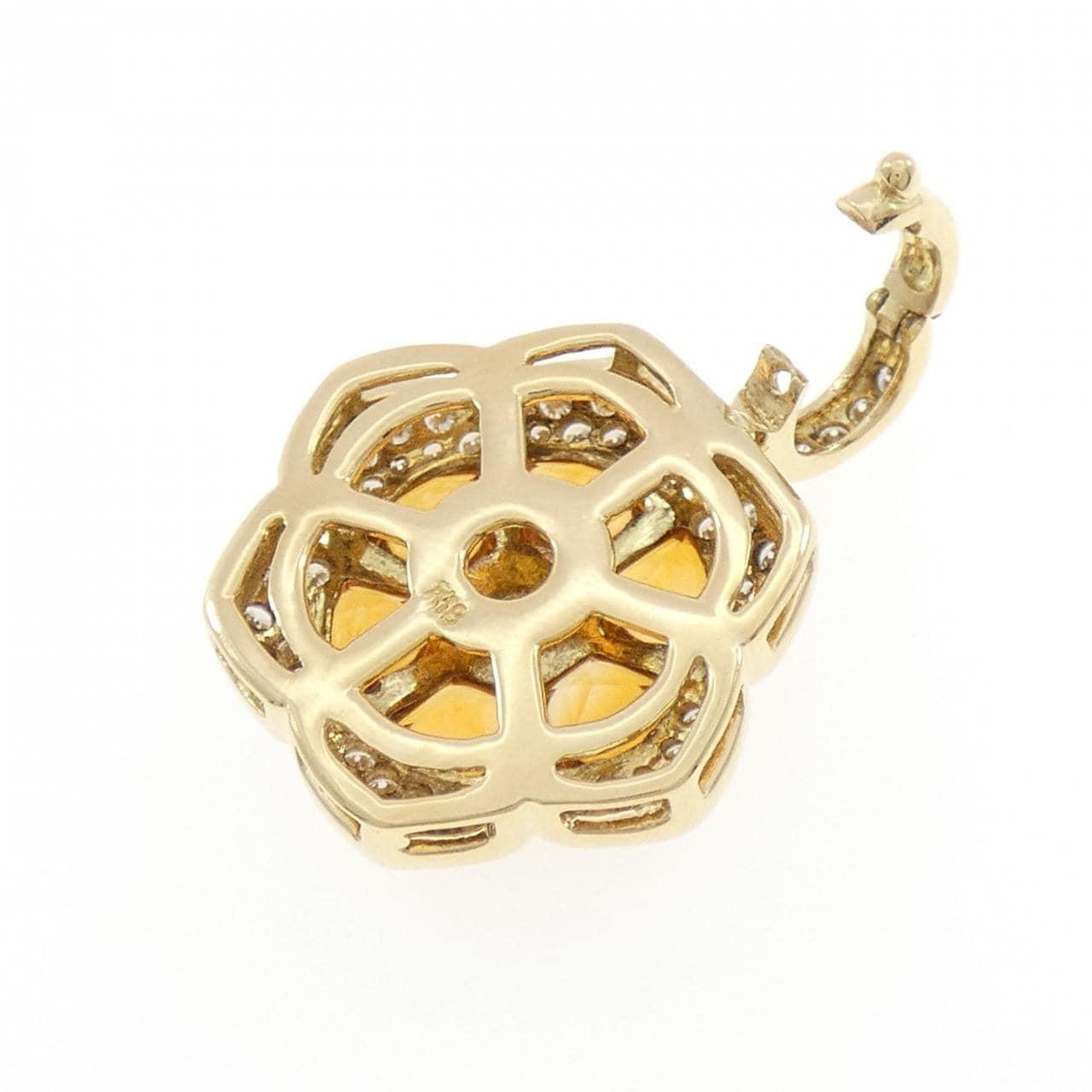 K18YG フラワー カラーストーン ペンダント