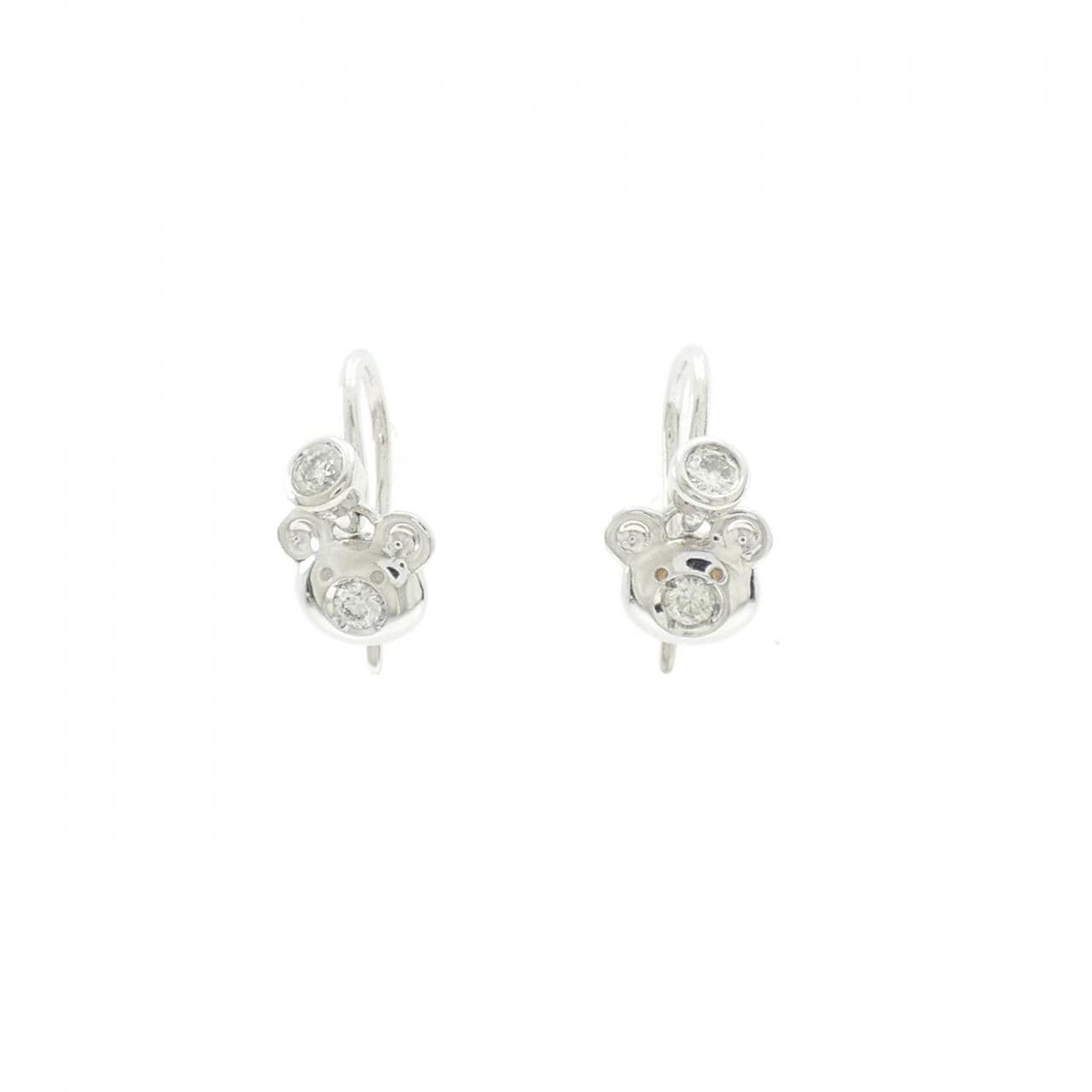 750WG ベア ダイヤモンド ピアス 0.08CT