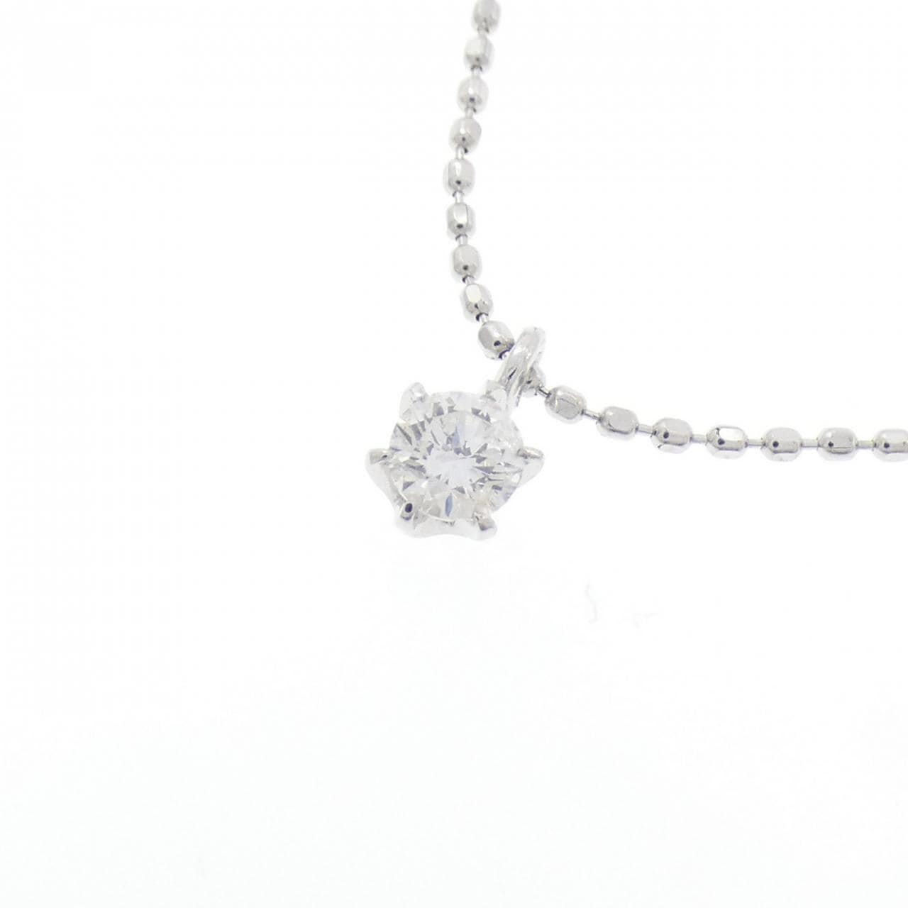 K18WG单钻钻石项链 0.1CT