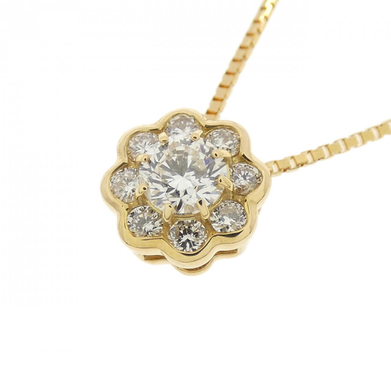 K18YG フラワー ダイヤモンド ネックレス 0.20CT