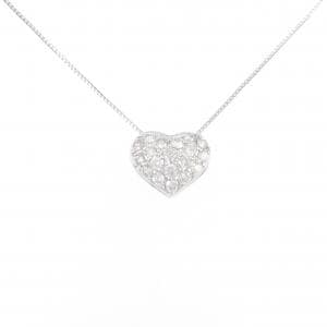 K18WG ハート パヴェ ダイヤモンド ネックレス 0.50CT