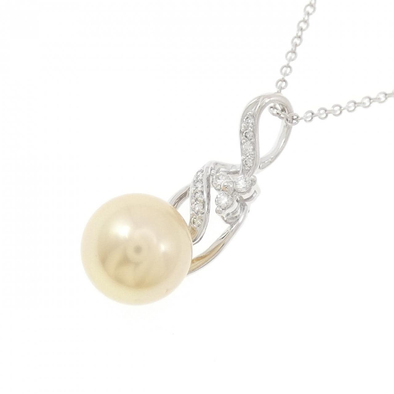 K18WG/750WG 白蝶パール ネックレス 11mm