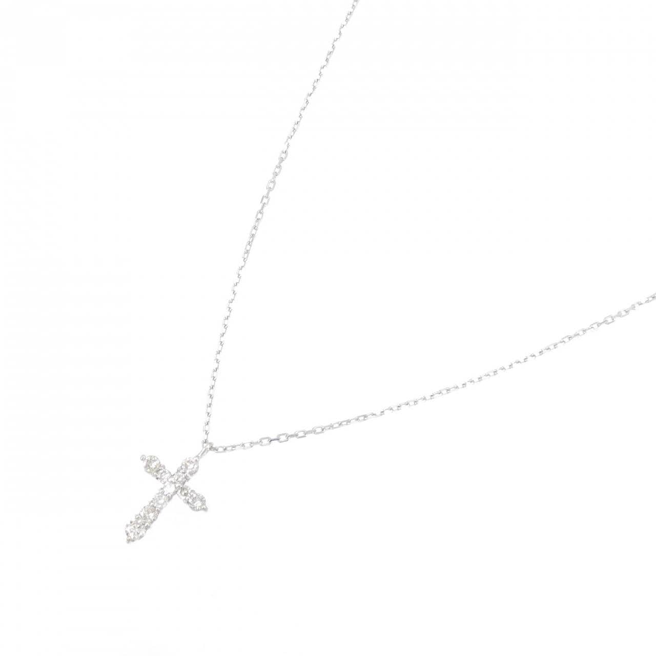 K18WG クロス ダイヤモンド ネックレス 0.30CT