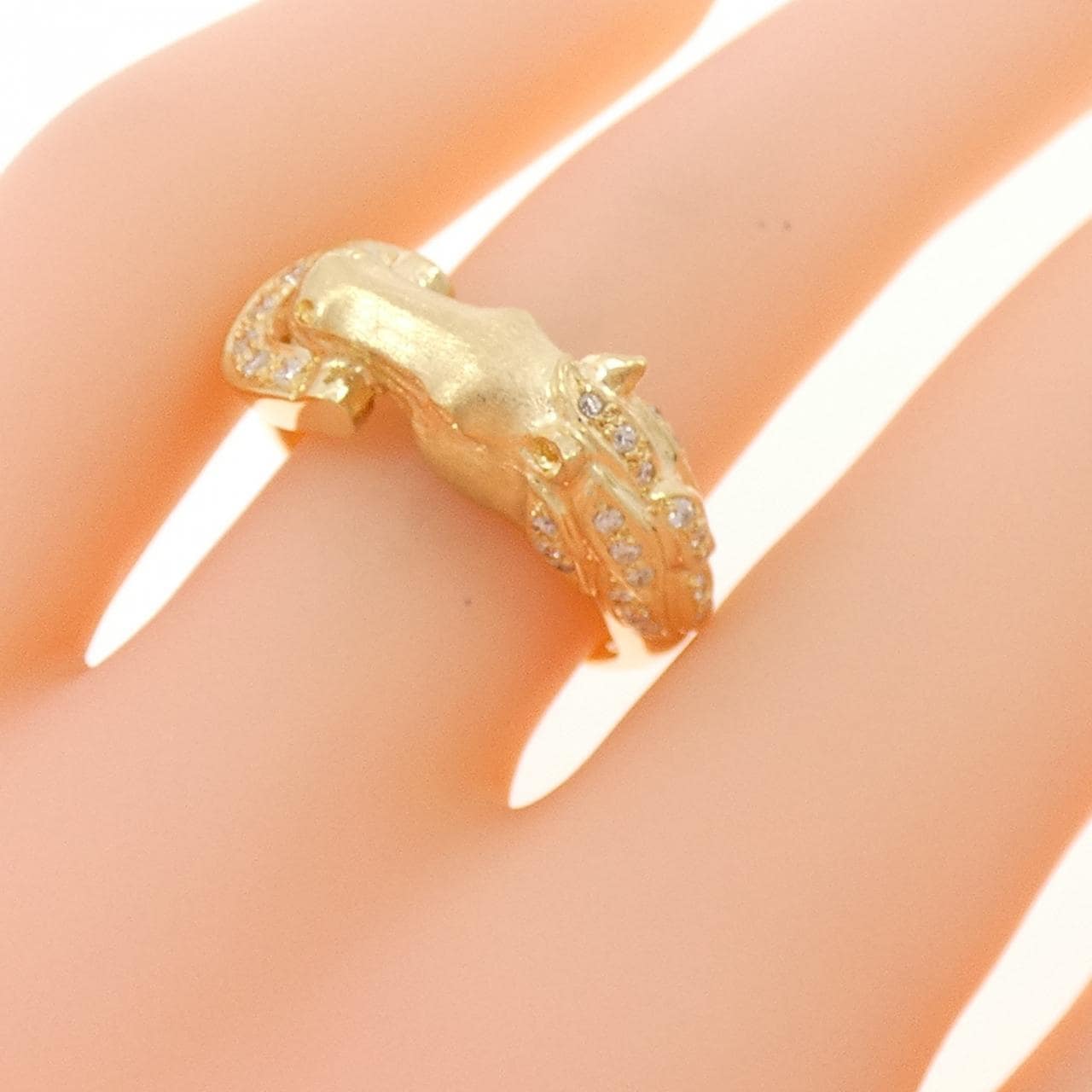 K18YG ホース ダイヤモンド リング 0.17CT