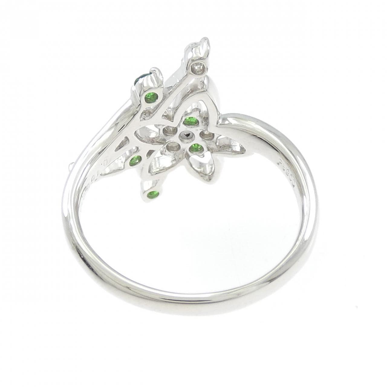 PT900 フラワー グリーンガーネット リング 0.168CT