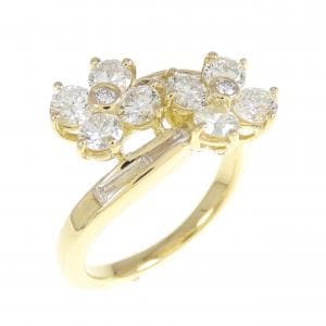 K18YG フラワー ダイヤモンド リング 1.14CT