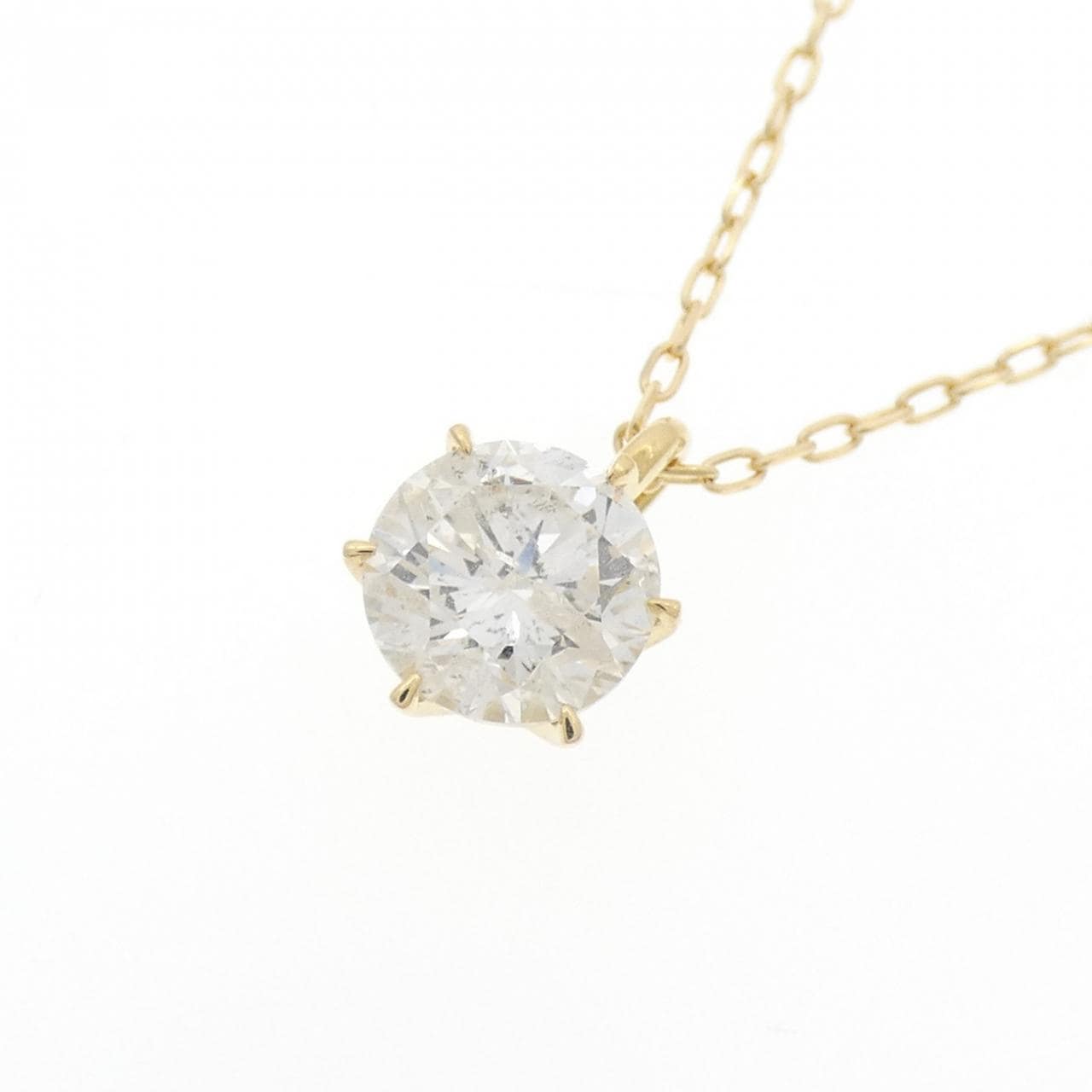 K18YG ソリティア ダイヤモンド ネックレス 1.108CT