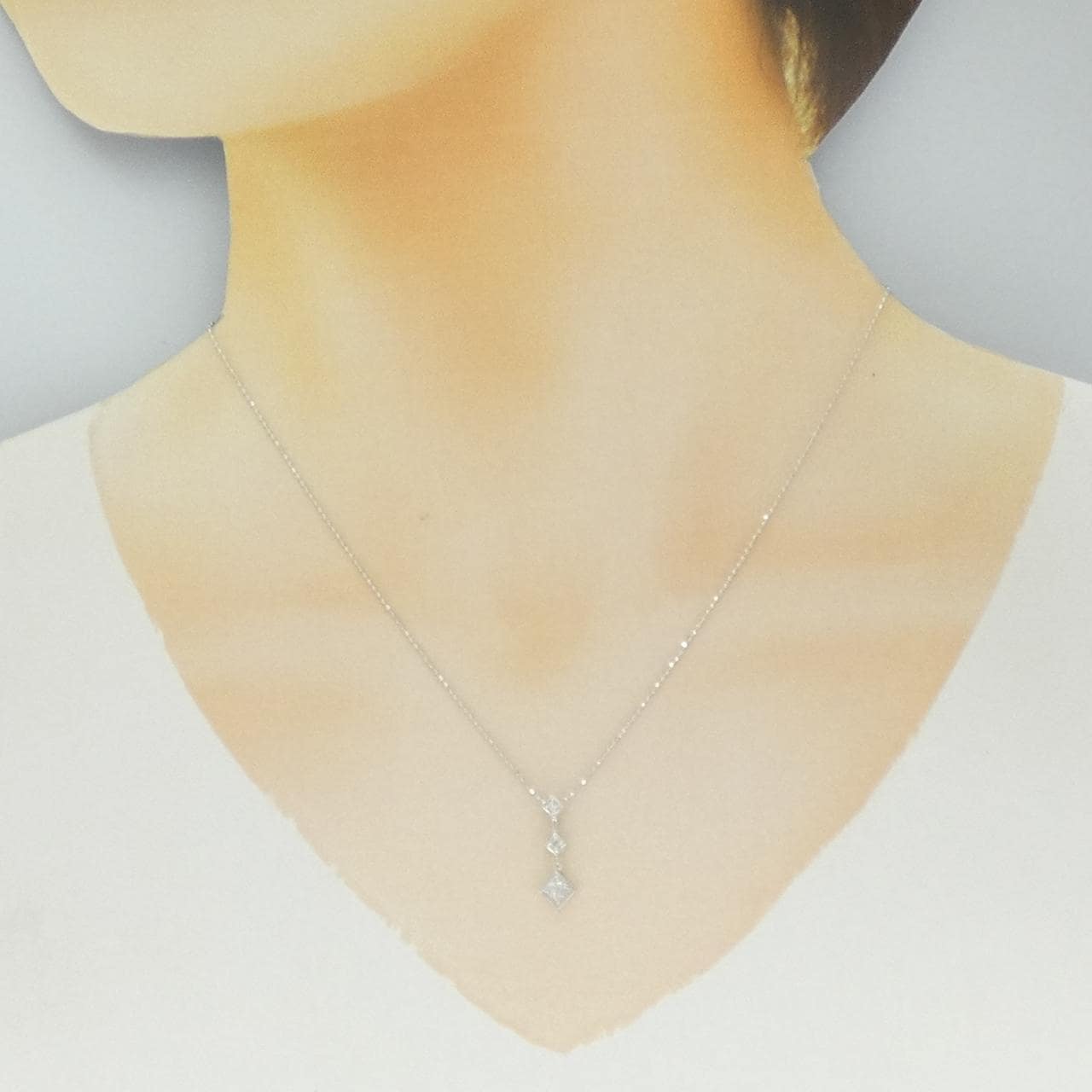 K10WG ダイヤモンド ネックレス 0.08CT