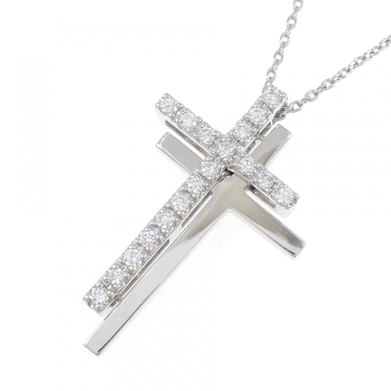 PT950 クロス ダイヤモンド ネックレス 0.23CT