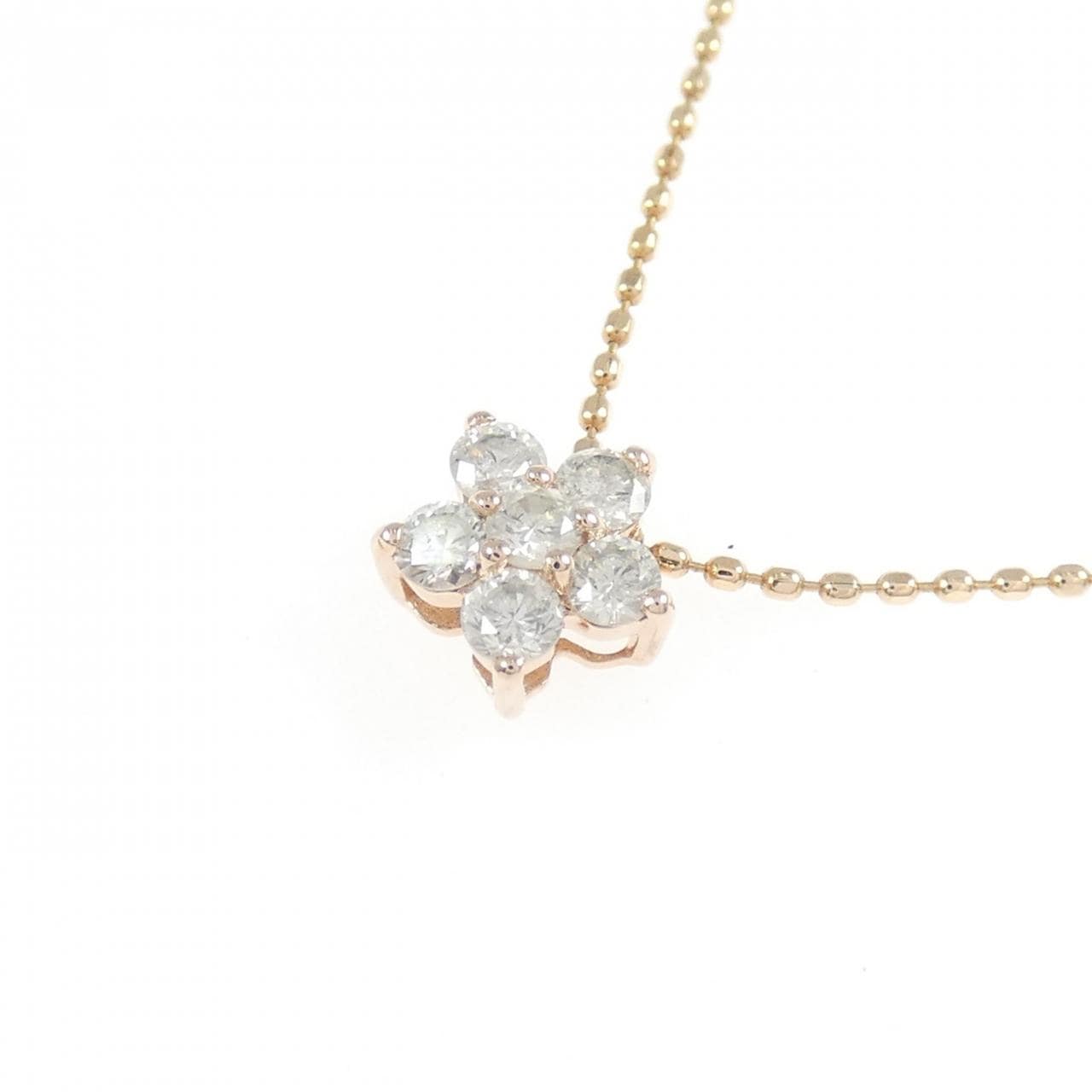 K10PG フラワー ダイヤモンド ネックレス 0.26CT