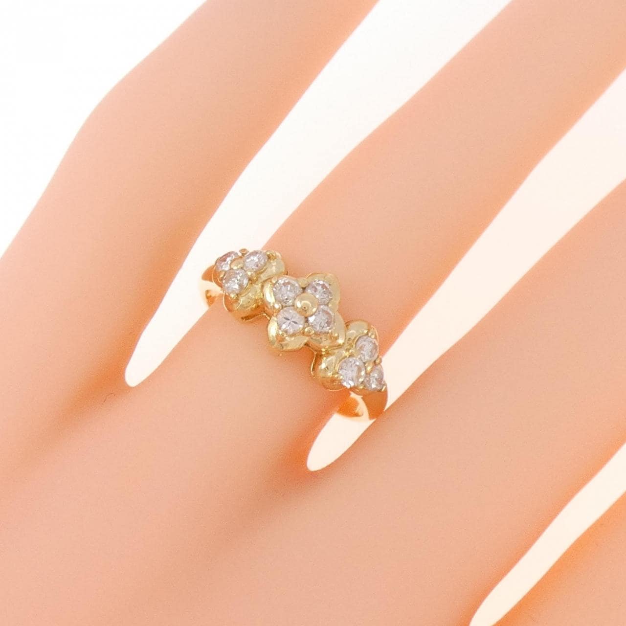 K18YG flower Diamond ring 0.51CT