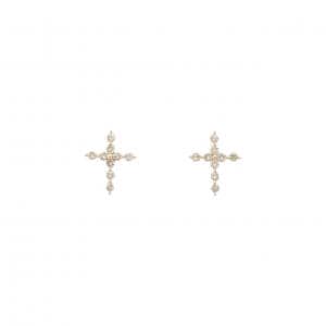 K18PG クロス ダイヤモンド ピアス 0.36CT