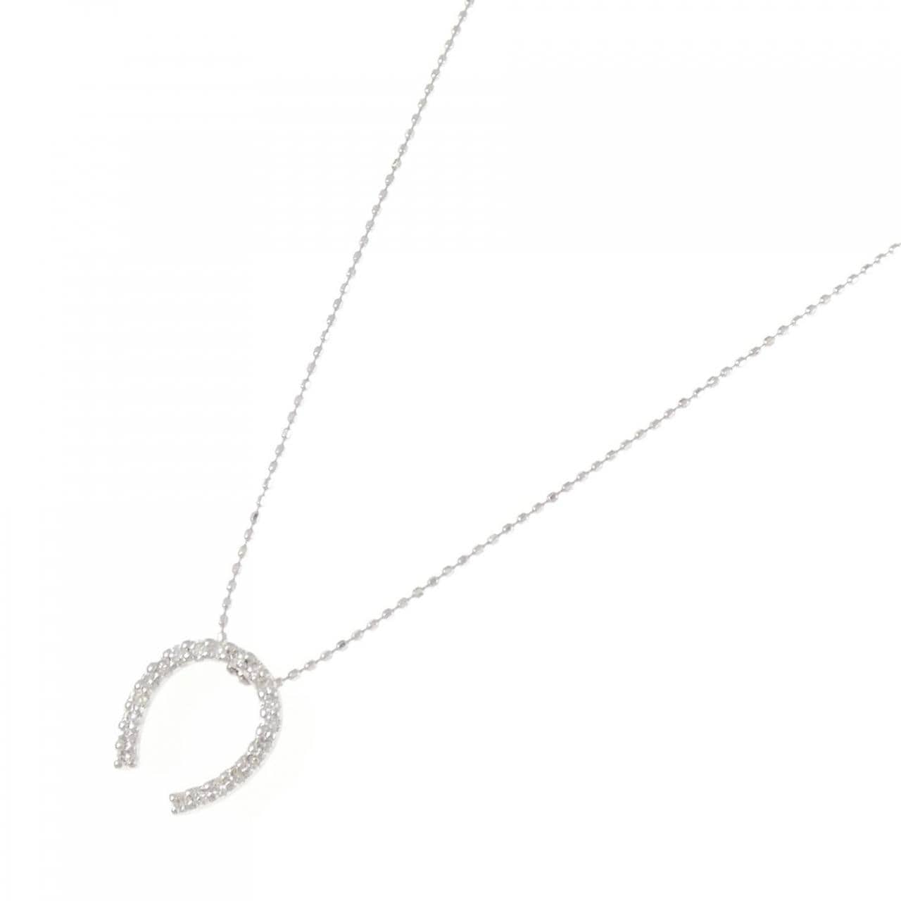 K18WG ホースシュー ダイヤモンド ネックレス 0.19CT