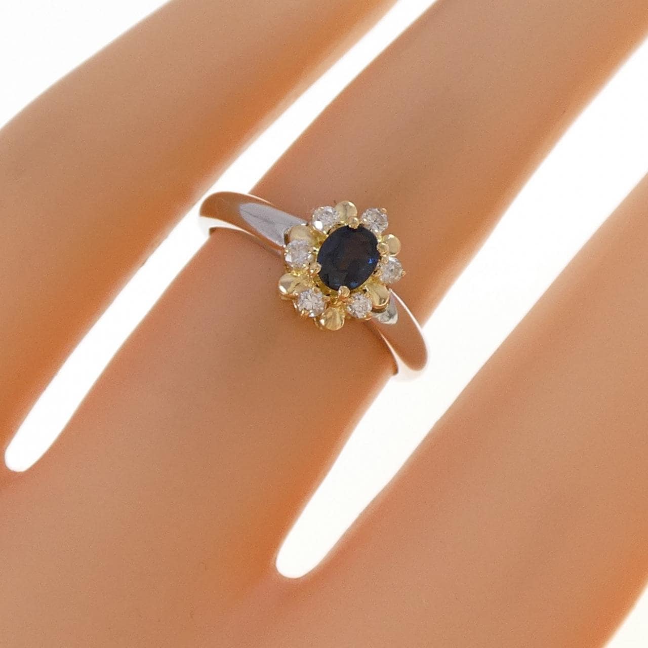 PT900/K18YG サファイヤ リング 0.24CT