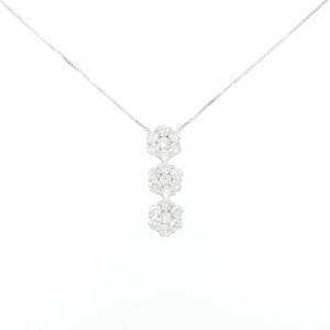K18WG フラワー ダイヤモンド ネックレス 2.00CT