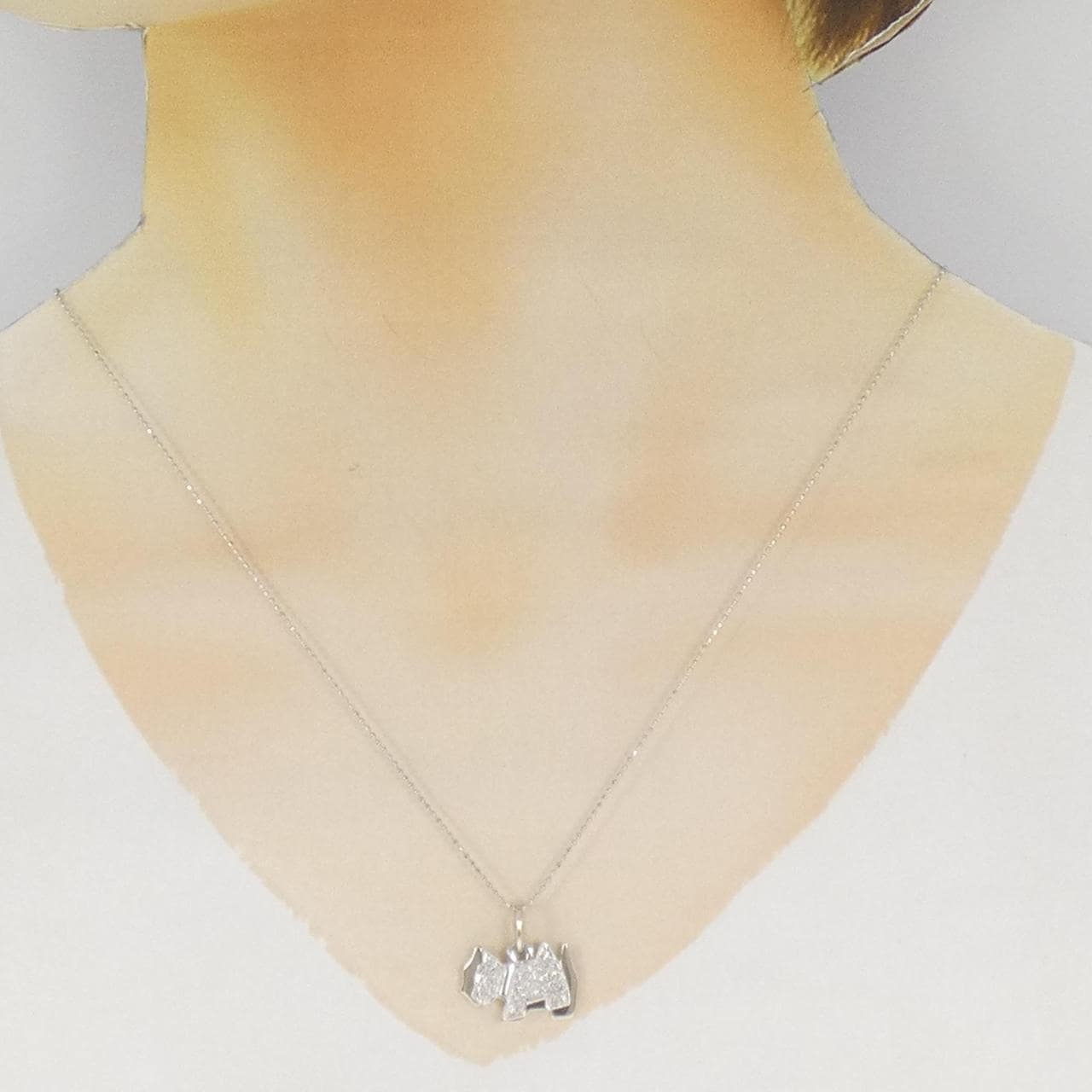 K18WG ドッグ ダイヤモンド ネックレス 0.22CT