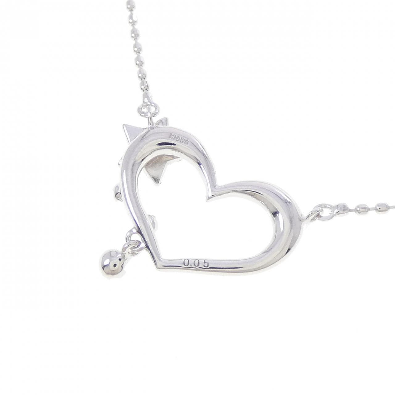 K10WG ハート ダイヤモンド ネックレス 0.05CT