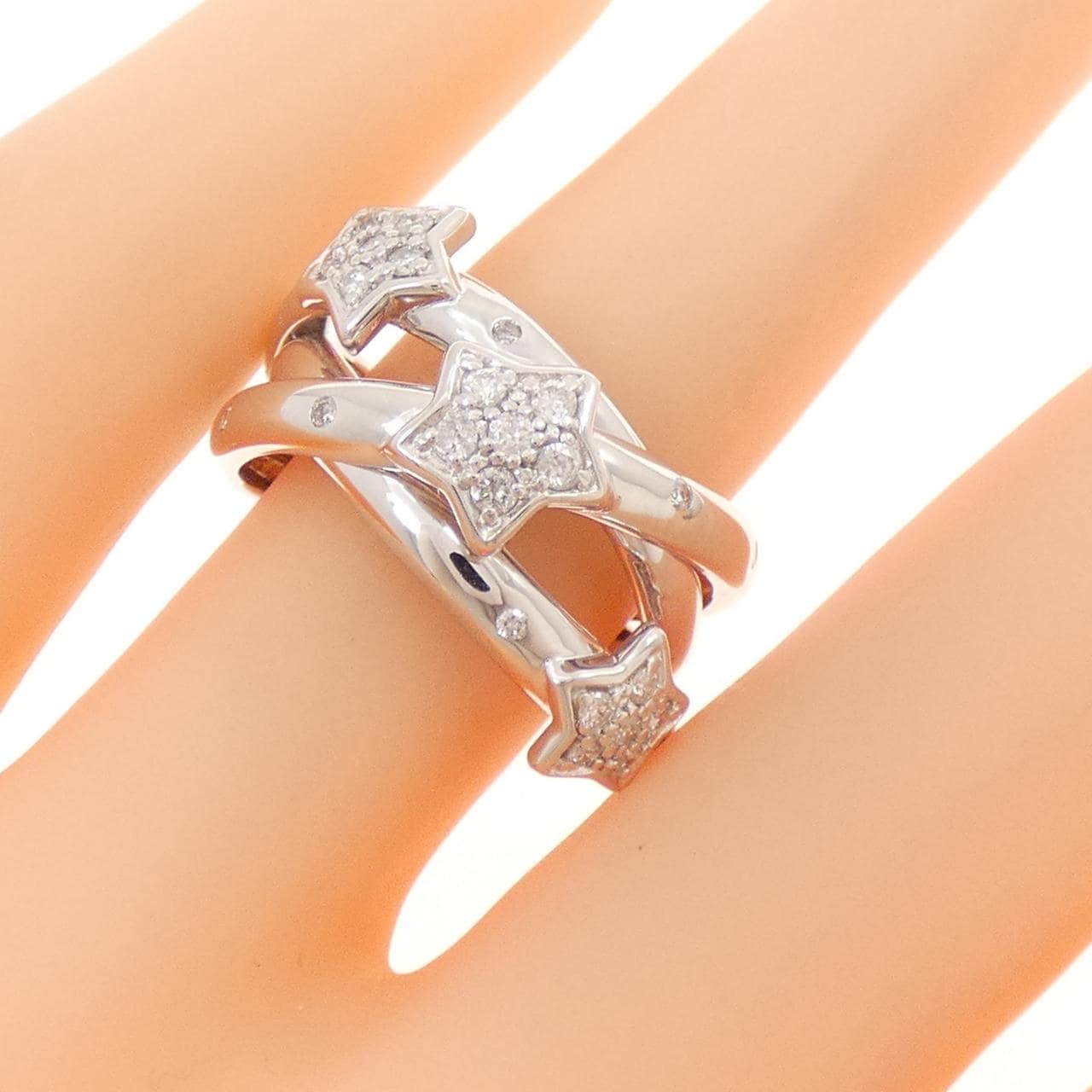 K18WG スター ダイヤモンド リング 0.30CT