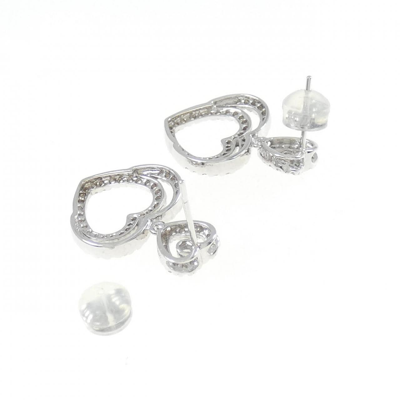 K14WG ハート ダイヤモンド ピアス 0.58CT