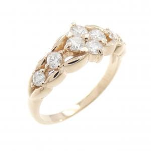 K18PG フラワー ダイヤモンド リング 0.50CT