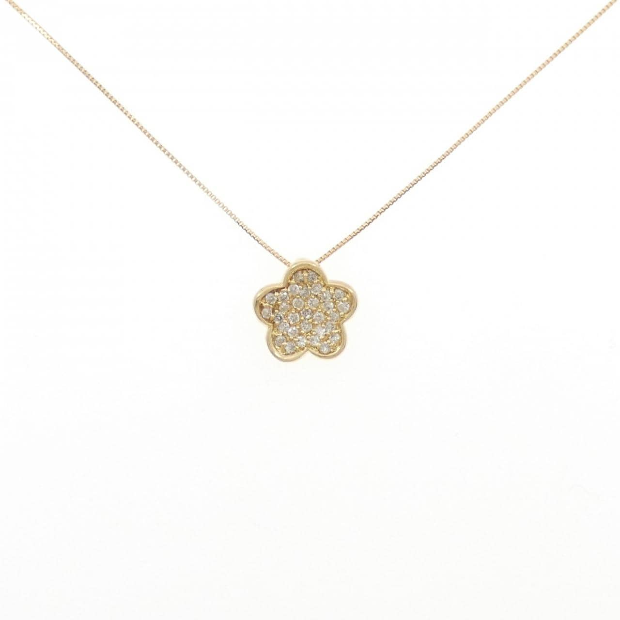 K18YG 花朵鑽石項鍊 0.20CT