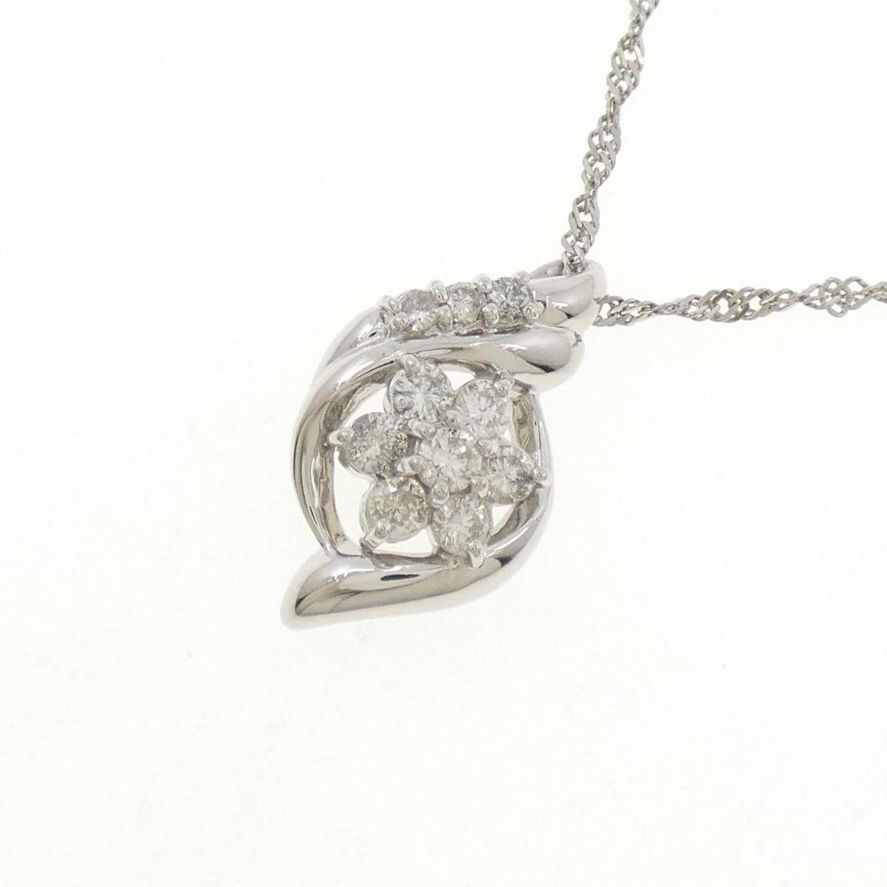 PT900/PT850 フラワー ダイヤモンド ネックレス 0.50CT