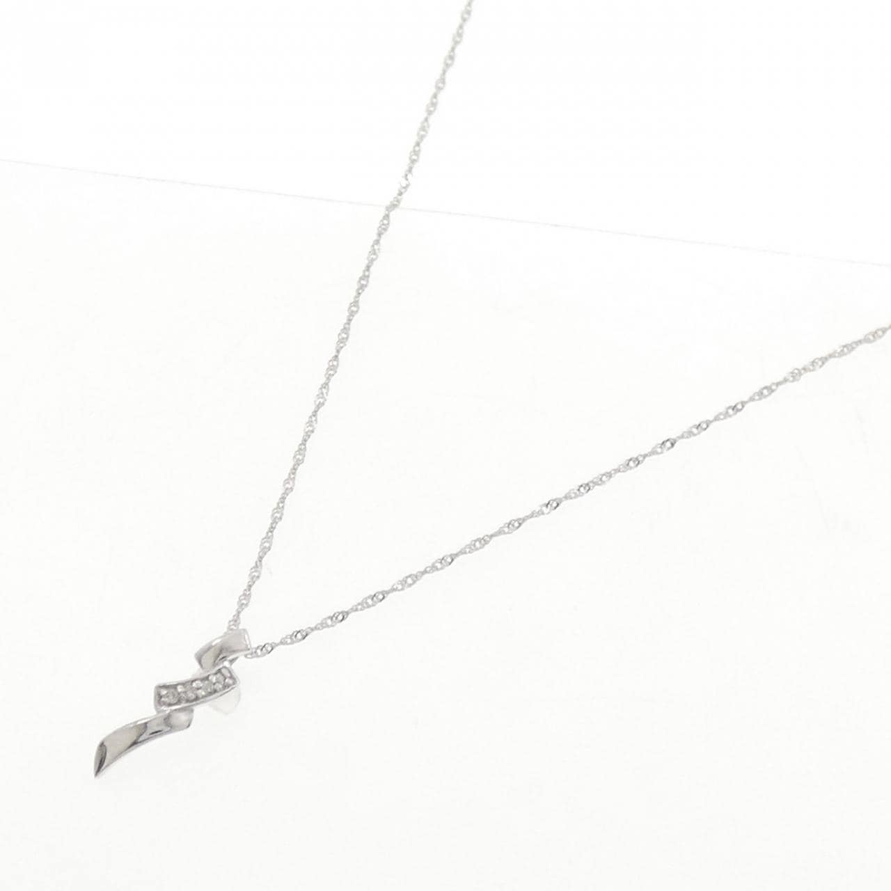 K18WG/750WG ダイヤモンド ネックレス 0.03CT
