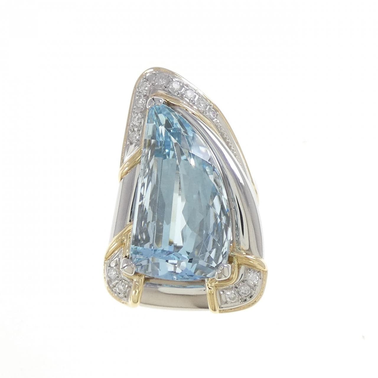 PT900/K18YG アクアマリン リング 13.45CT
