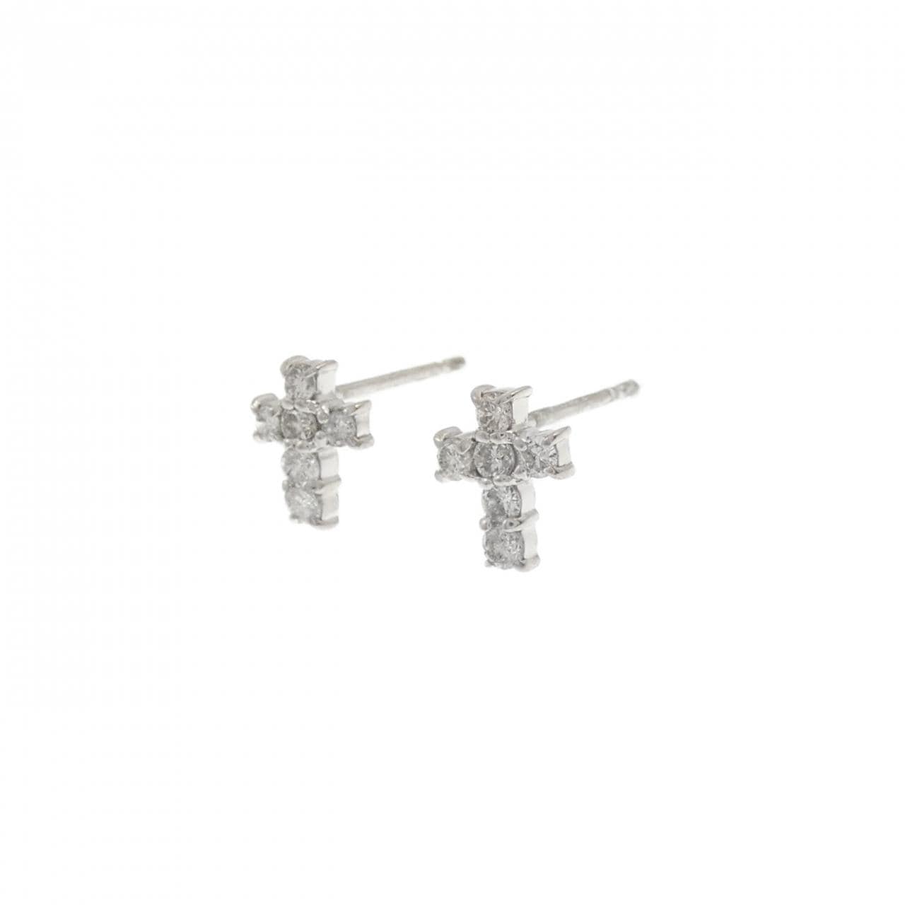 PT900 クロス ダイヤモンド ピアス 0.24CT