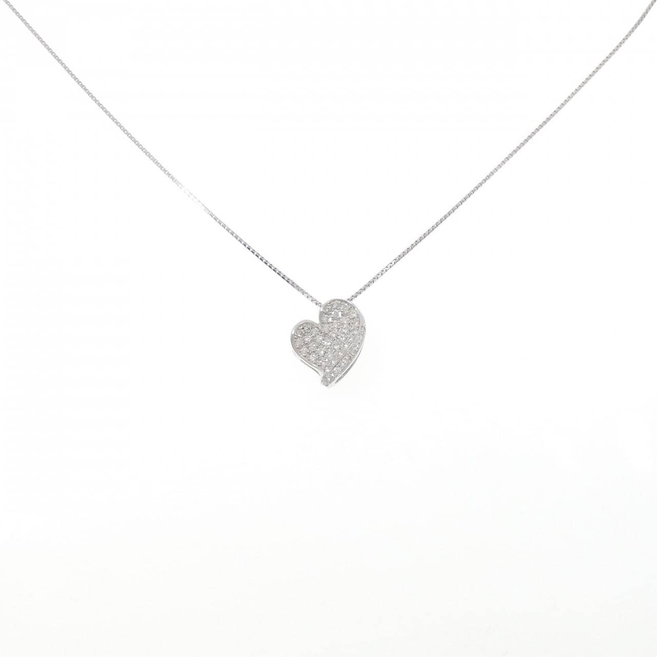 K18WG ハート パヴェ ダイヤモンド ネックレス 0.70CT
