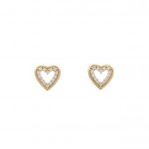 【新品】K18YG ハート ダイヤモンド ピアス 0.08CT