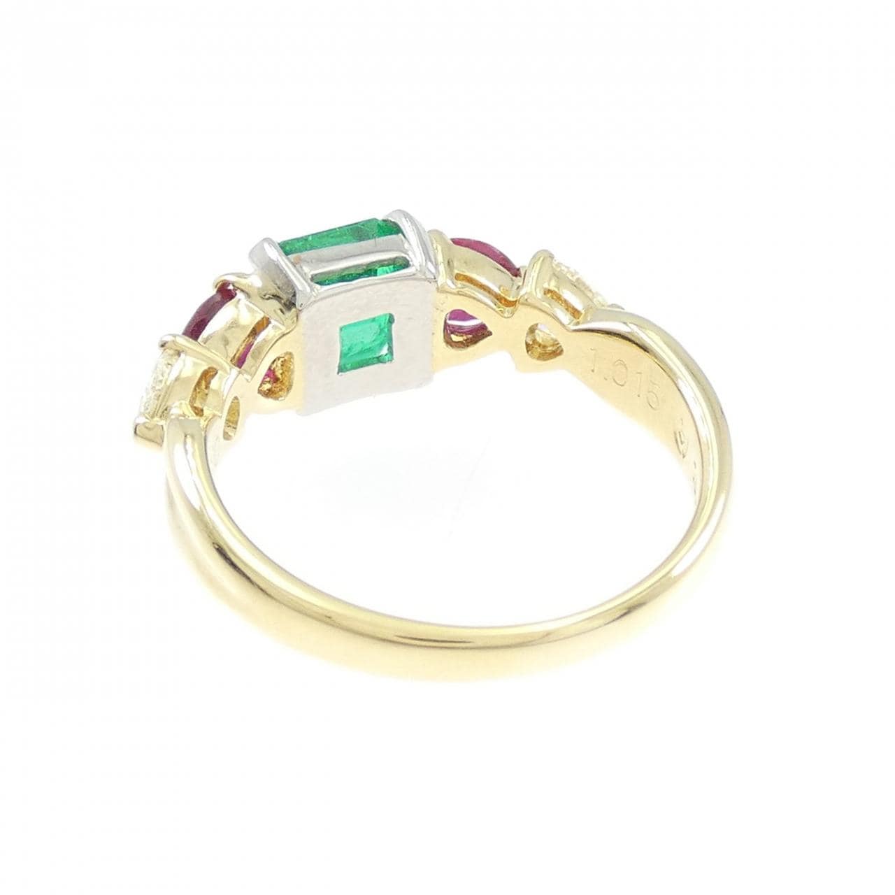 750/PT900 エメラルド リング 1.015CT