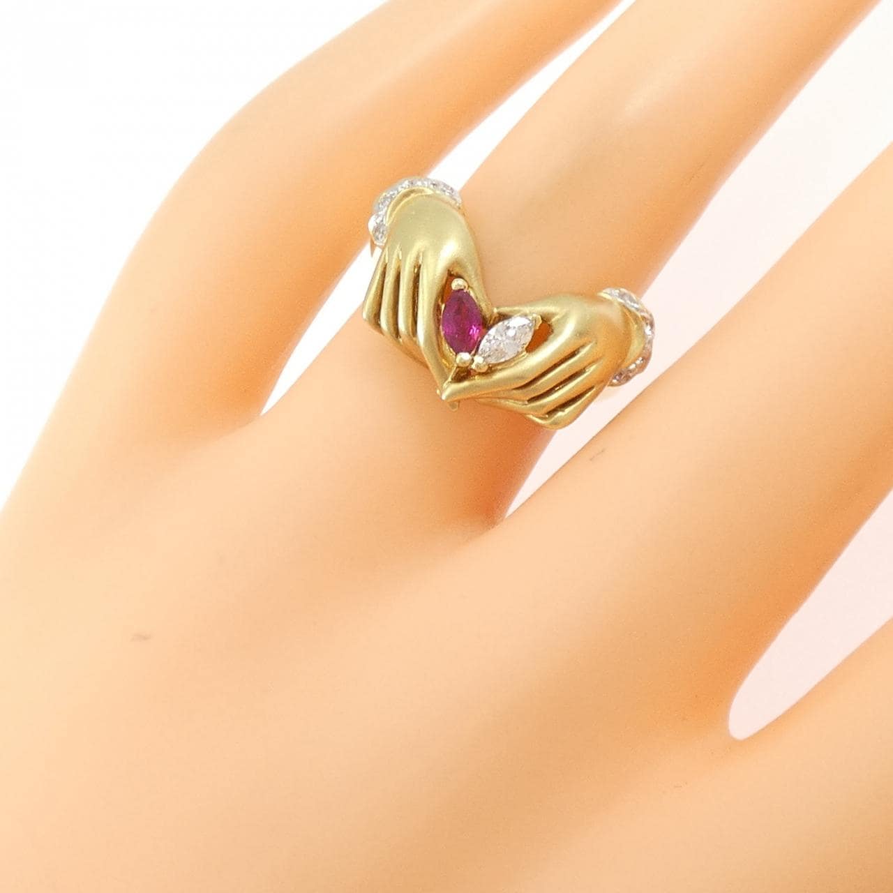 K18YG/K18WG ルビー リング 0.15CT