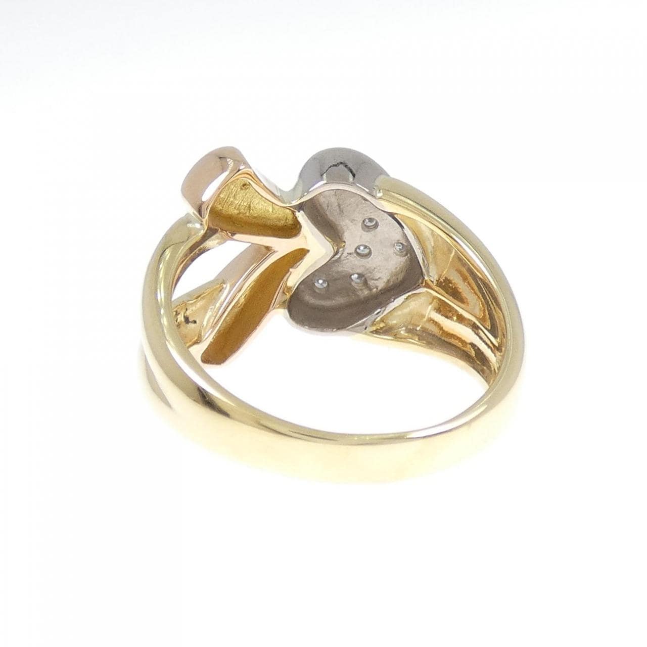 K18 three color heart Diamond ring 0.08CT