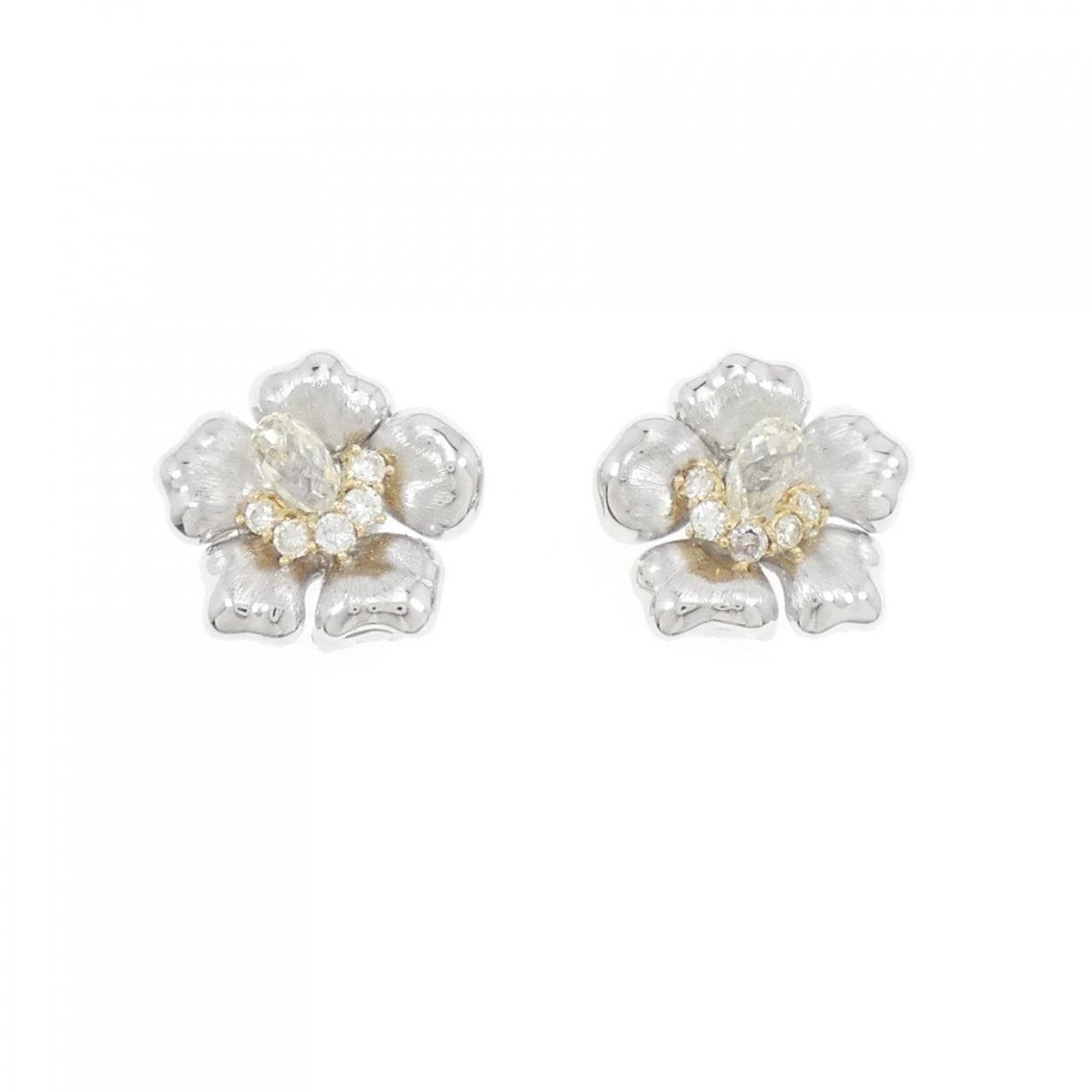 PT/750YG Flower Diamond Earrings/Earrings 1.99CT