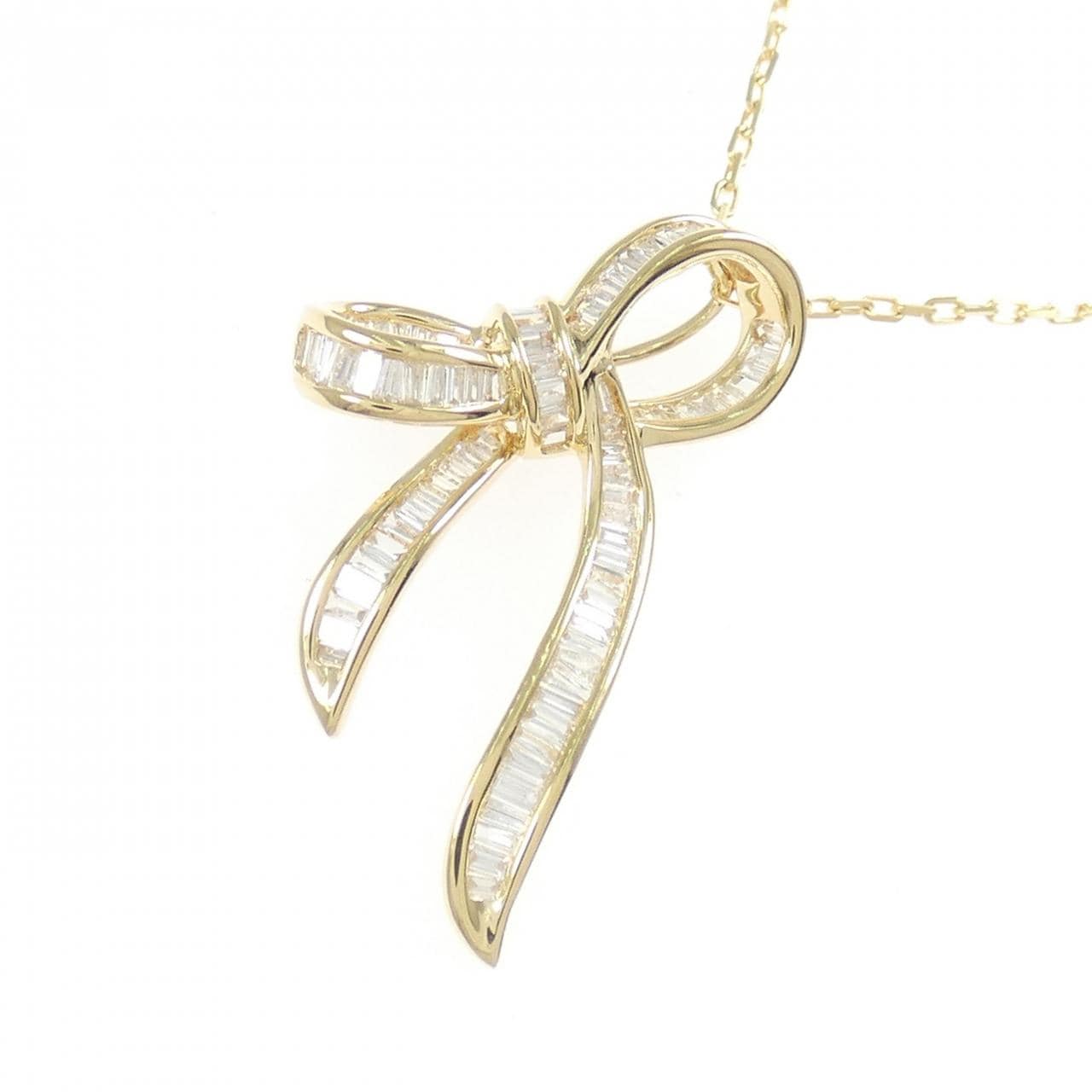 K18YG 丝带钻石项链 0.35CT