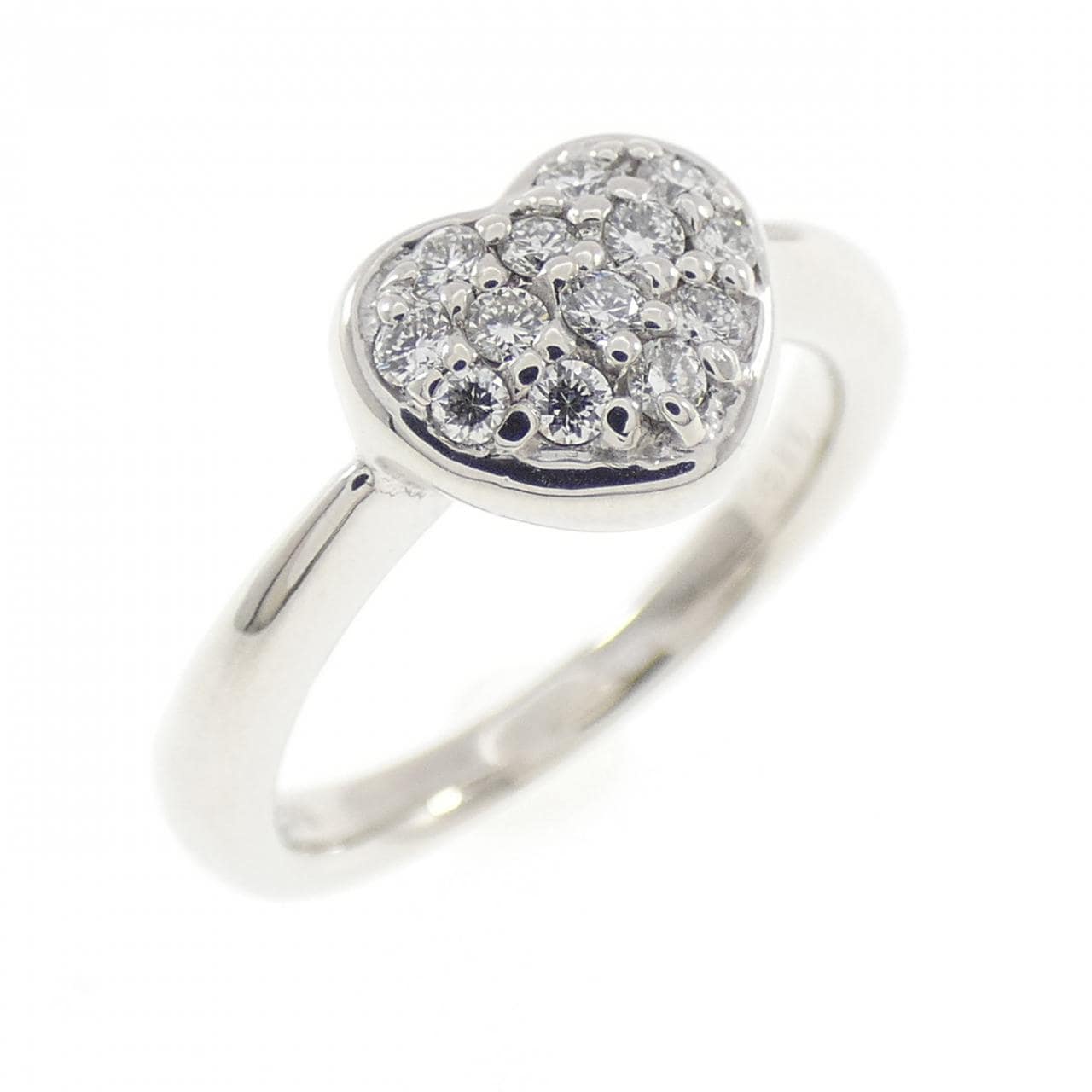 K18WG ハート パヴェ ダイヤモンド リング 0.15CT