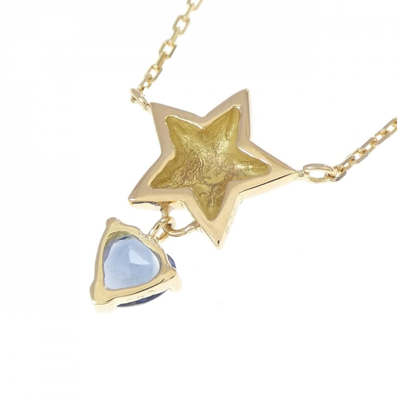 K18YG スター×ハート サファイヤ ネックレス 0.40CT